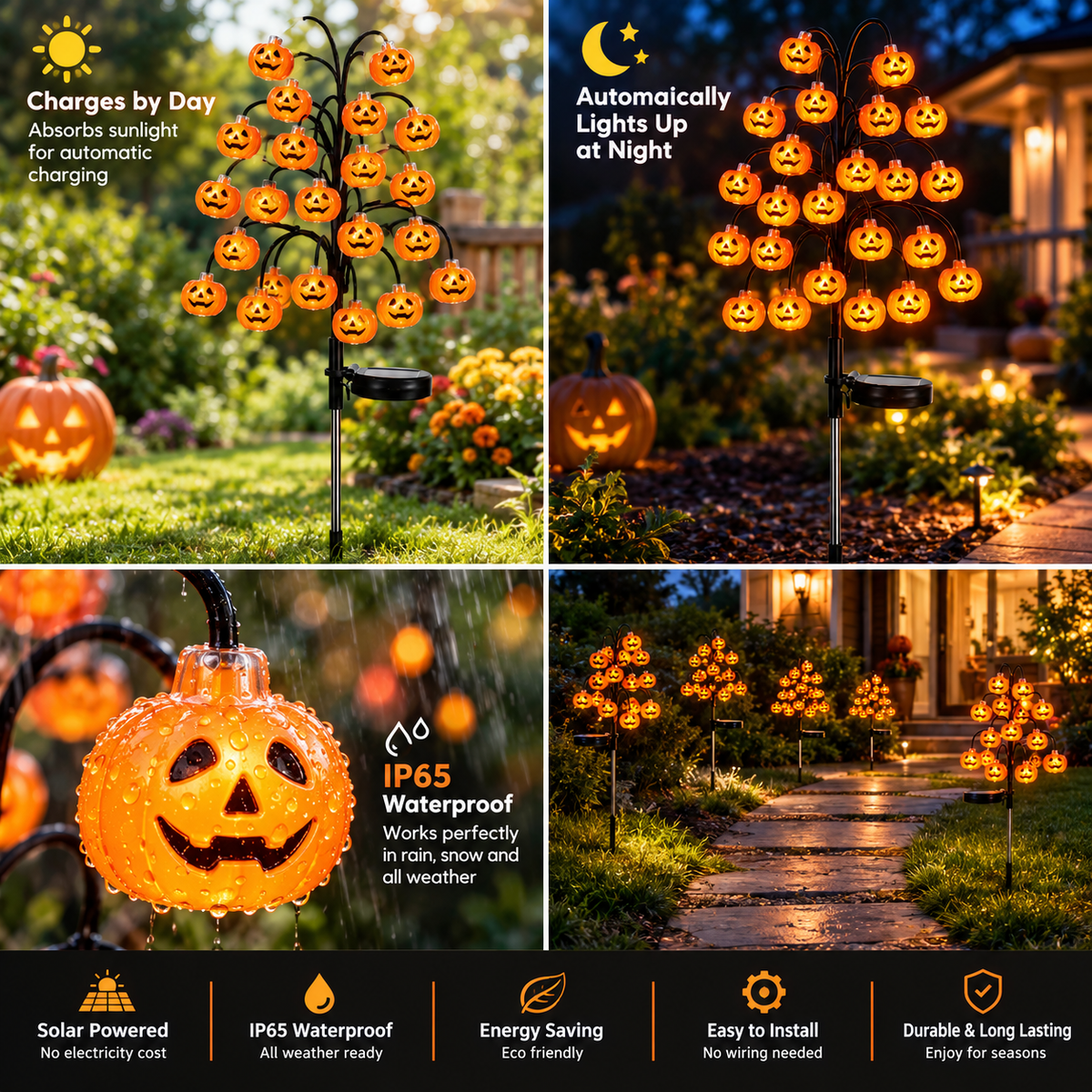 Solar Pumpkin Pathway Lights